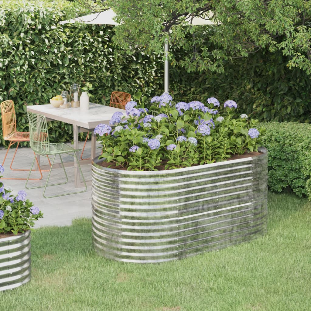 Plantenbak 152X80X68 Cm Gepoedercoat Staal Zilverkleurig