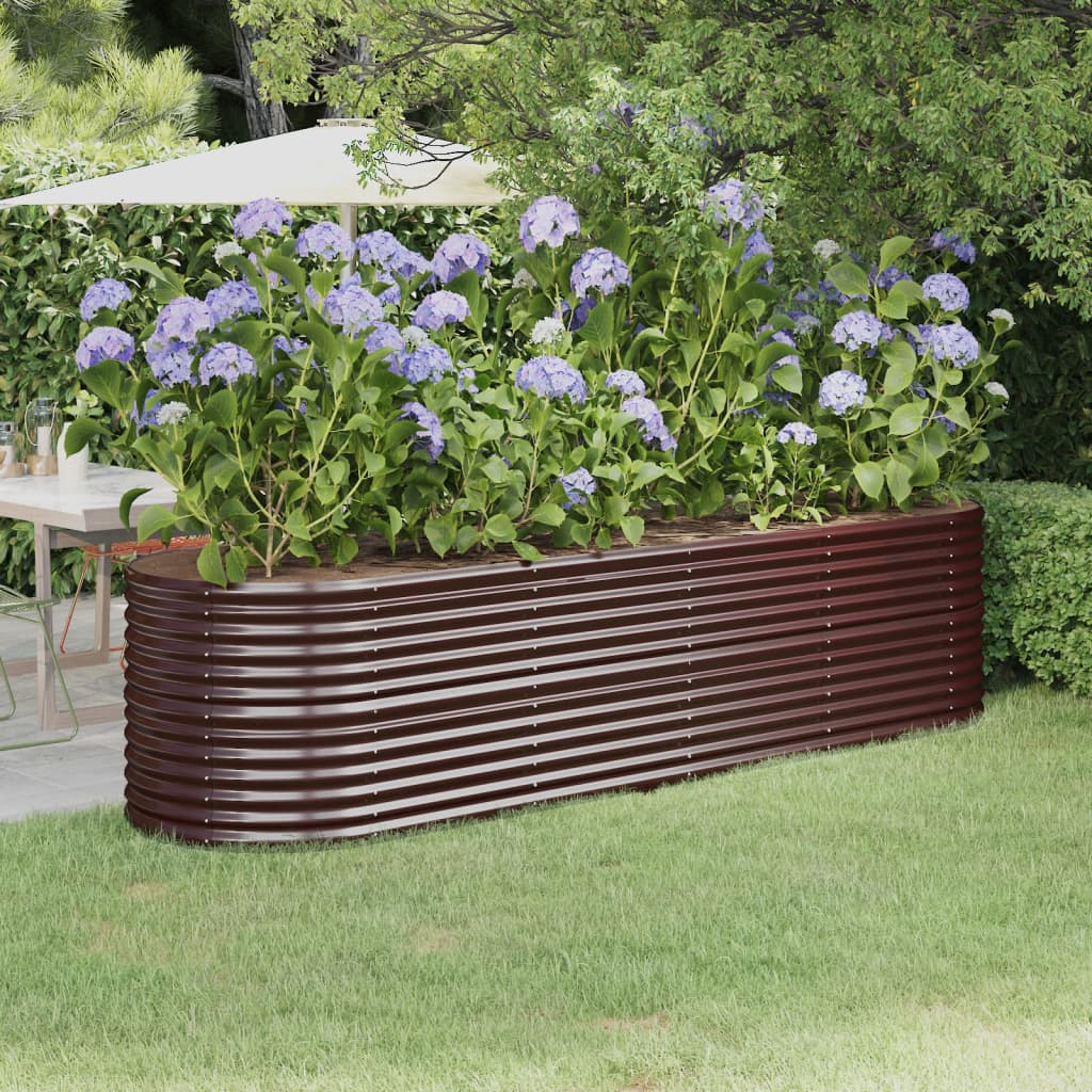 Plantenbak 296X80X68 Cm Gepoedercoat Staal Bruin