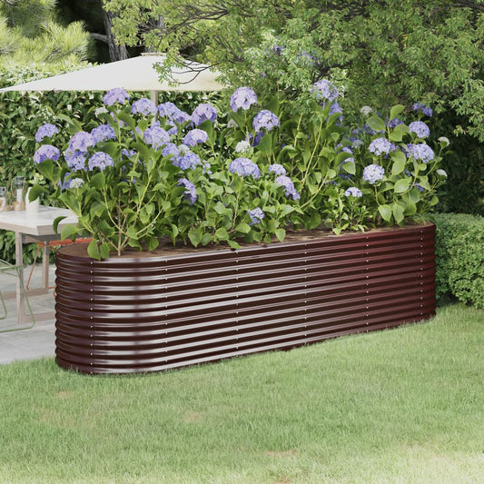Plantenbak 296X80X68 Cm Gepoedercoat Staal Bruin