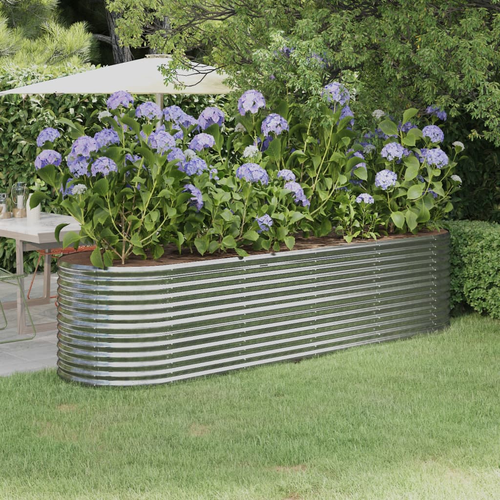 Plantenbak 296X80X68 Cm Gepoedercoat Staal Zilverkleurig