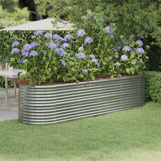 Plantenbak 296X80X68 Cm Gepoedercoat Staal Zilverkleurig