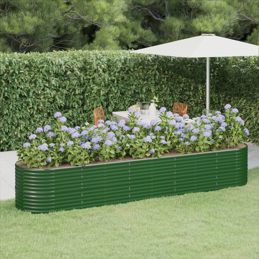 Plantenbak 368X80X68 Cm Gepoedercoat Staal Groen
