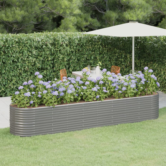 Plantenbak 368X80X68 Cm Gepoedercoat Staal Grijs