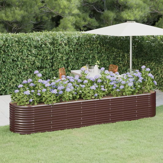 Plantenbak 368X80X68 Cm Gepoedercoat Staal Bruin