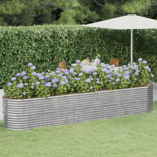 Plantenbak 368X80X68 Cm Gepoedercoat Staal Zilverkleurig