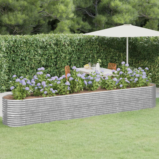 Plantenbak 440X80X68 Cm Gepoedercoat Staal Zilverkleurig
