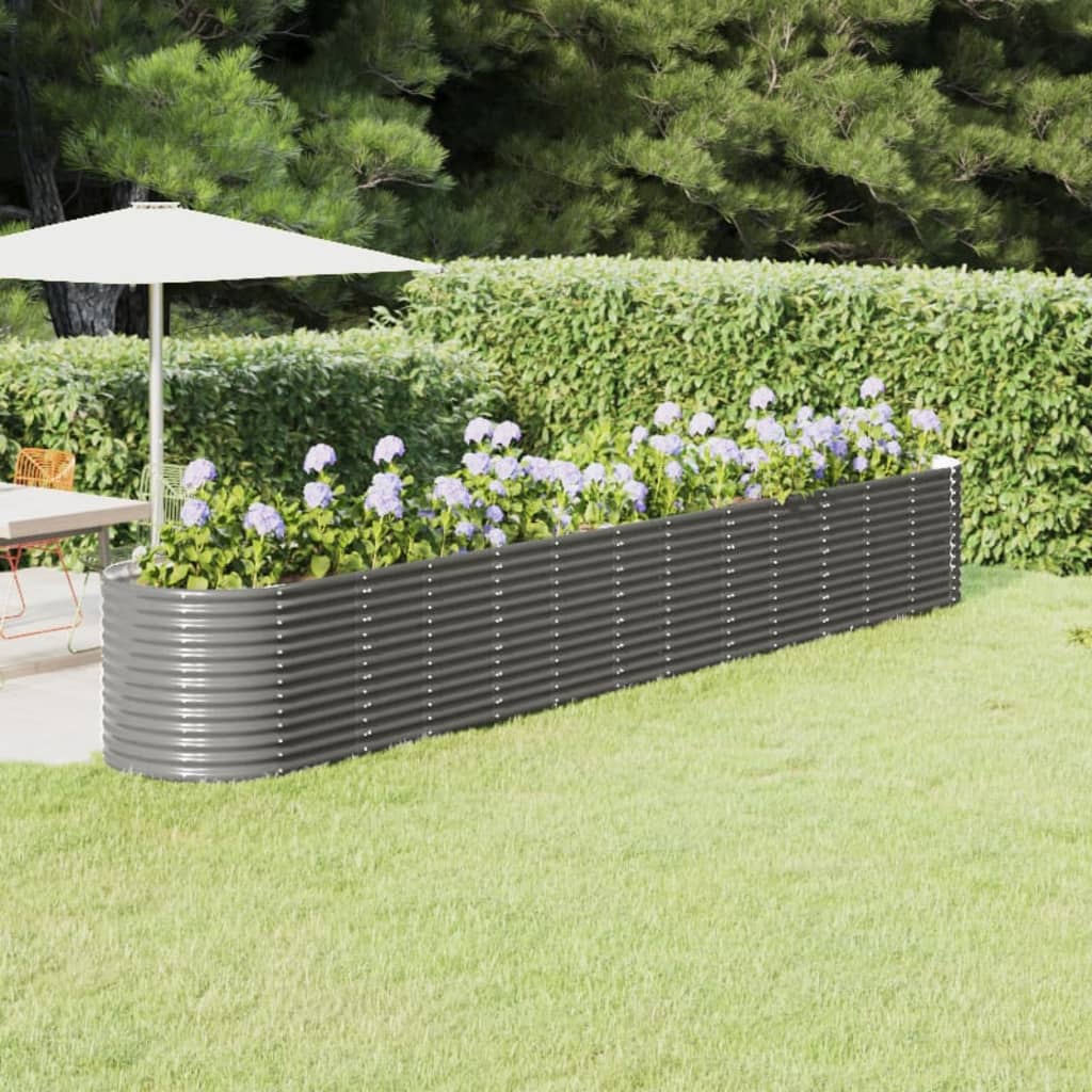Plantenbak 512X80X68 Cm Gepoedercoat Staal Grijs