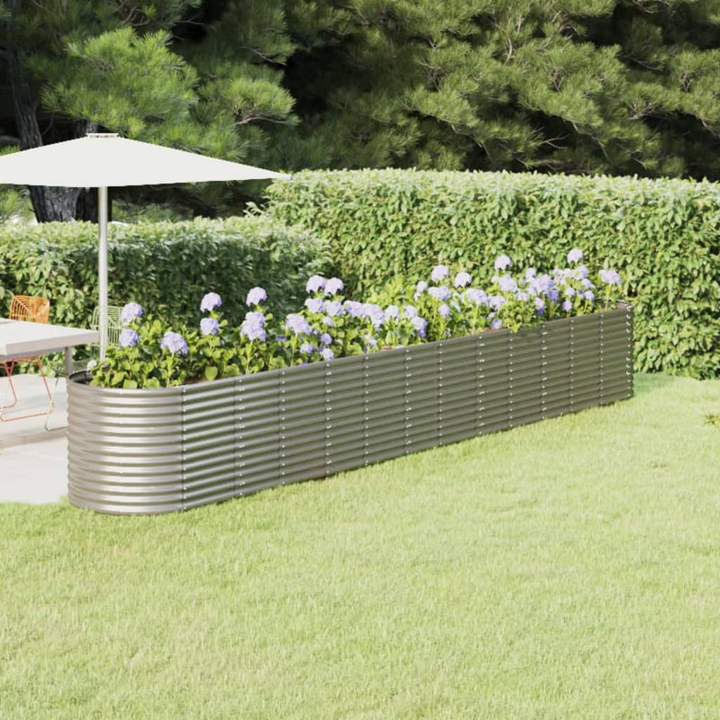 Plantenbak 512X80X68 Cm Gepoedercoat Staal Zilverkleurig