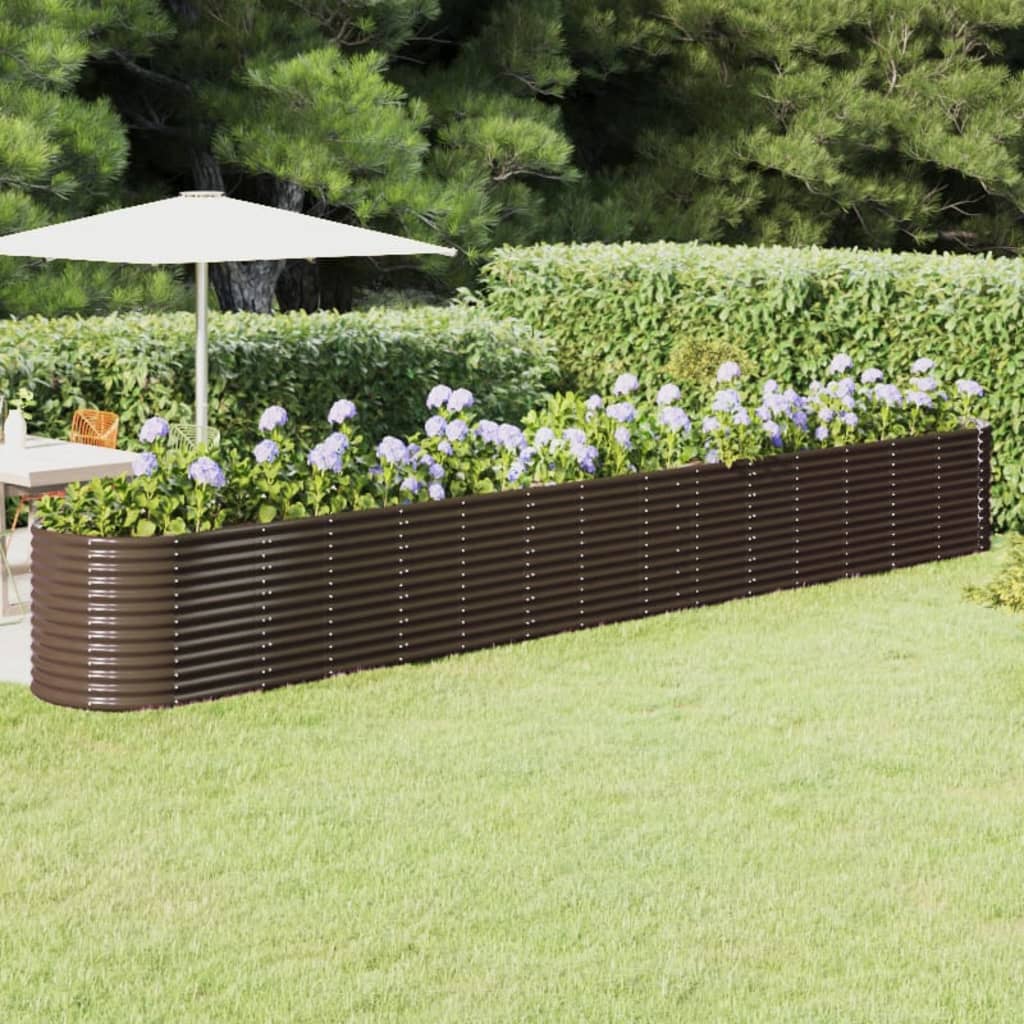 Plantenbak 620X80X68 Cm Gepoedercoat Staal Bruin
