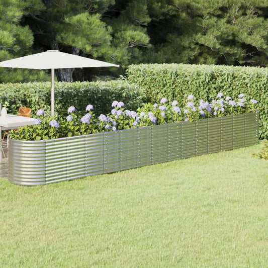 Plantenbak 620X80X68 Cm Gepoedercoat Staal Zilverkleurig