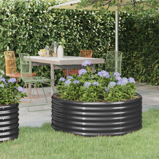 Plantenbak 100X100X36 Cm Gepoedercoat Staal Antracietkleurig