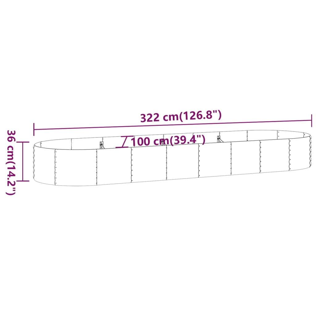 Plantenbak 322X100X36 Cm Gepoedercoat Staal Antracietkleurig