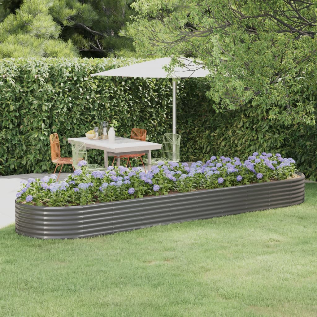 Plantenbak 396X100X36 Cm Gepoedercoat Staal Grijs