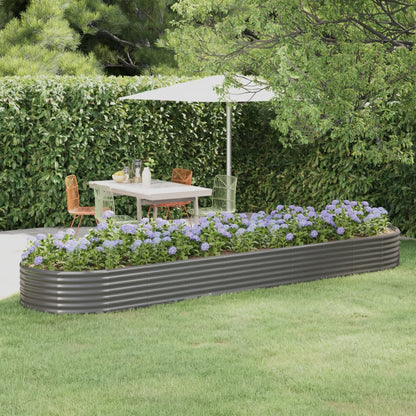 Plantenbak 396X100X36 Cm Gepoedercoat Staal Grijs