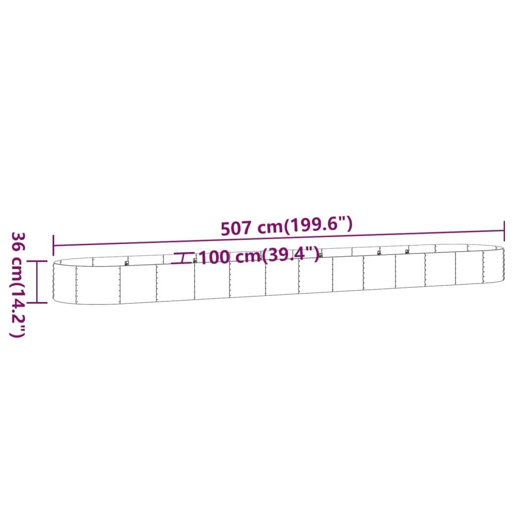 Plantenbak 507X100X36 Cm Gepoedercoat Staal Antracietkleurig