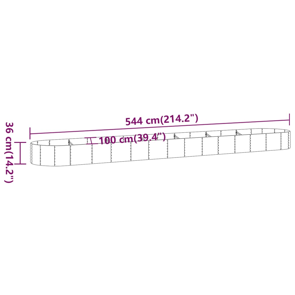 Plantenbak 544X100X36 Cm Gepoedercoat Staal Antracietkleurig
