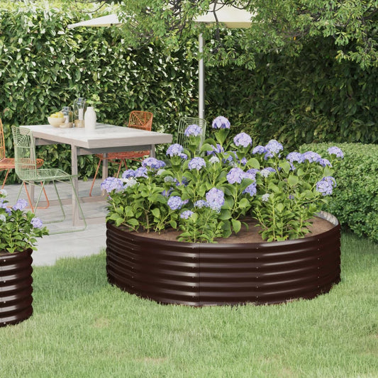 Plantenbak 140X140X36 Cm Gepoedercoat Staal Bruin