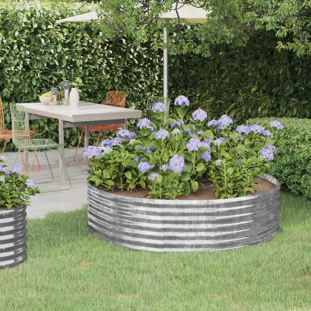 Plantenbak 140X140X36 Cm Gepoedercoat Staal Zilverkleurig