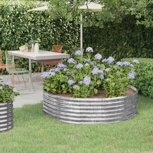 Plantenbak 140X140X36 Cm Gepoedercoat Staal Zilverkleurig