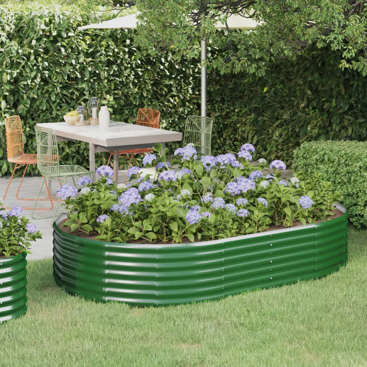 Plantenbak 214X140X36 Cm Gepoedercoat Staal Groen