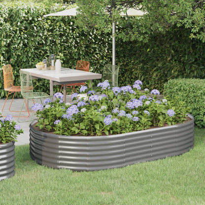 Plantenbak 214X140X36 Cm Gepoedercoat Staal Grijs