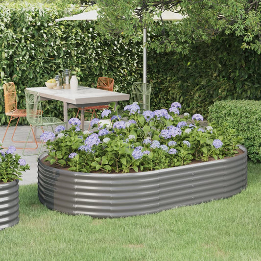 Plantenbak 214X140X36 Cm Gepoedercoat Staal Grijs