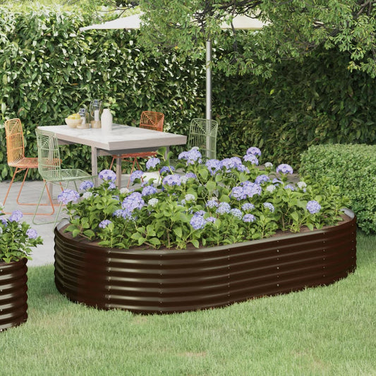 Plantenbak 214X140X36 Cm Gepoedercoat Staal Bruin