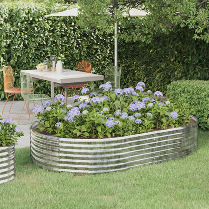 Plantenbak 214X140X36 Cm Gepoedercoat Staal Zilverkleurig