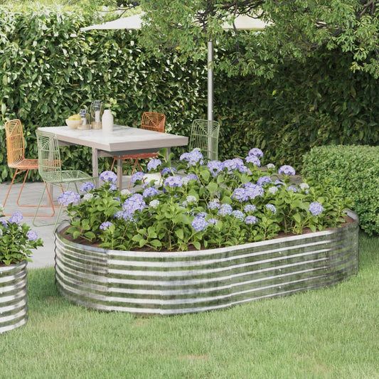 Plantenbak 214X140X36 Cm Gepoedercoat Staal Zilverkleurig