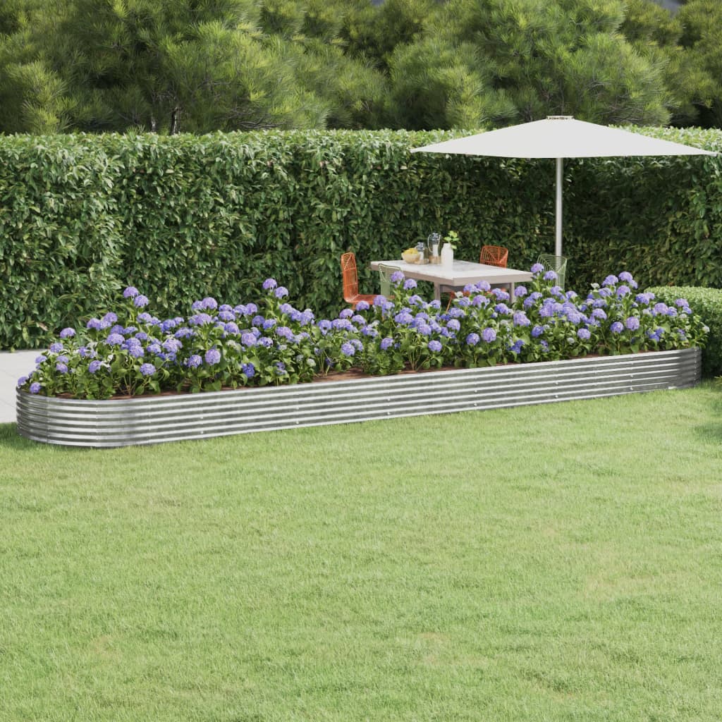 Plantenbak 600X140X36 Cm Gepoedercoat Staal Zilverkleurig