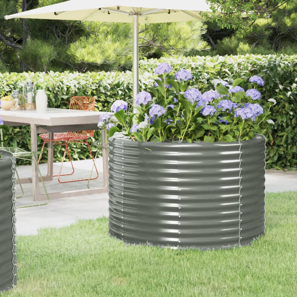 Plantenbak 100X100X68 Cm Gepoedercoat Staal Grijs