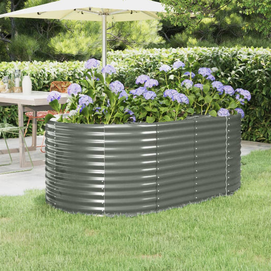 Plantenbak 175X100X68 Cm Gepoedercoat Staal Grijs