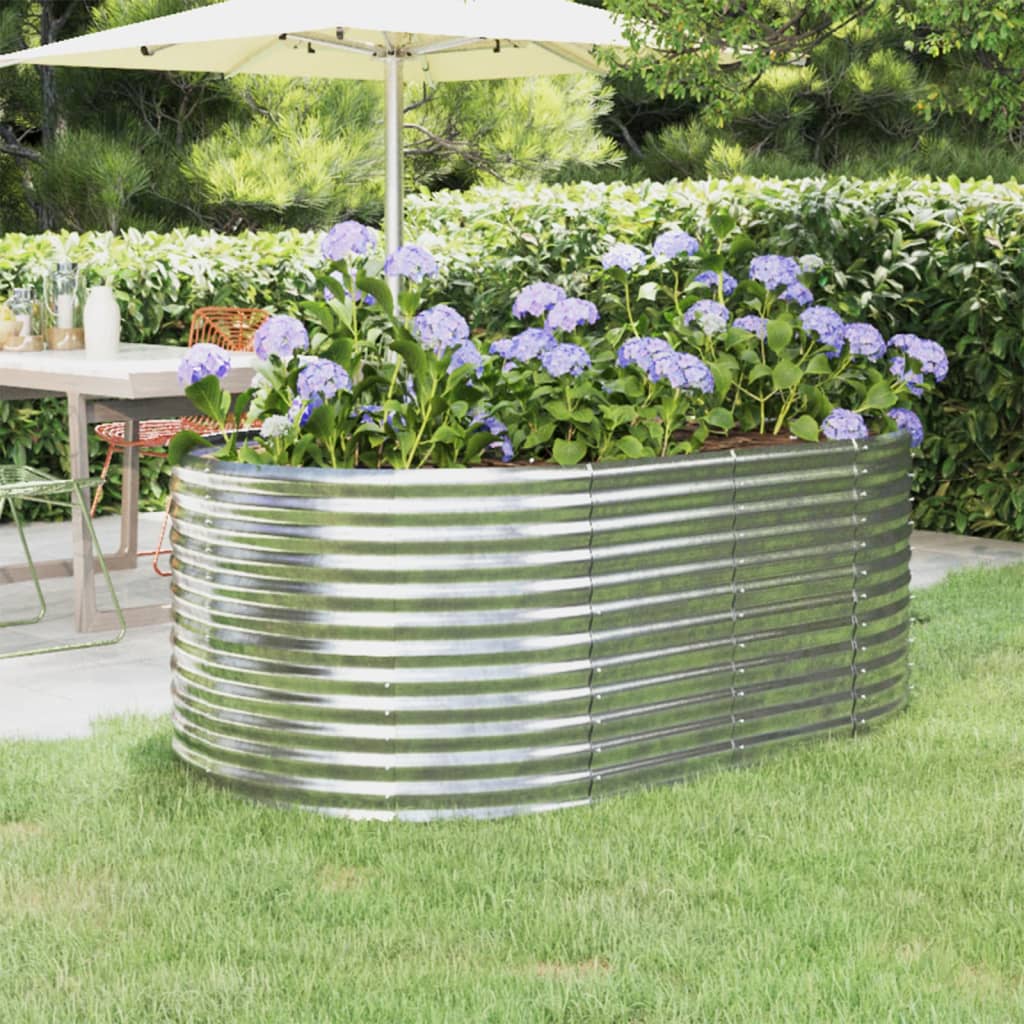 Plantenbak 175X100X68 Cm Gepoedercoat Staal Zilverkleurig