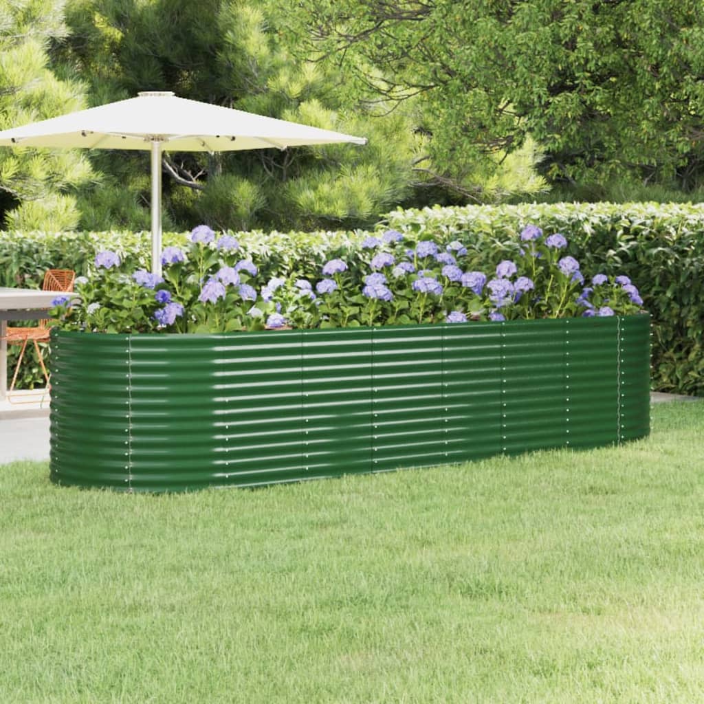 Plantenbak 322X100X68 Cm Gepoedercoat Staal Groen