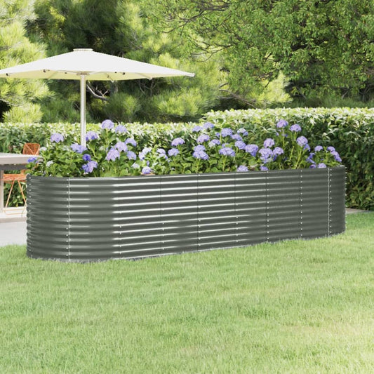 Plantenbak 322X100X68 Cm Gepoedercoat Staal Grijs