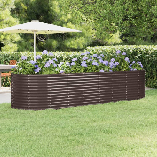 Plantenbak 322X100X68 Cm Gepoedercoat Staal Bruin