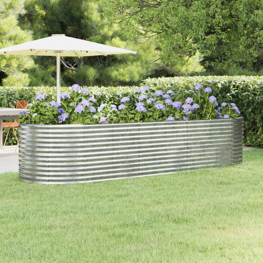 Plantenbak 322X100X68 Cm Gepoedercoat Staal Zilverkleurig