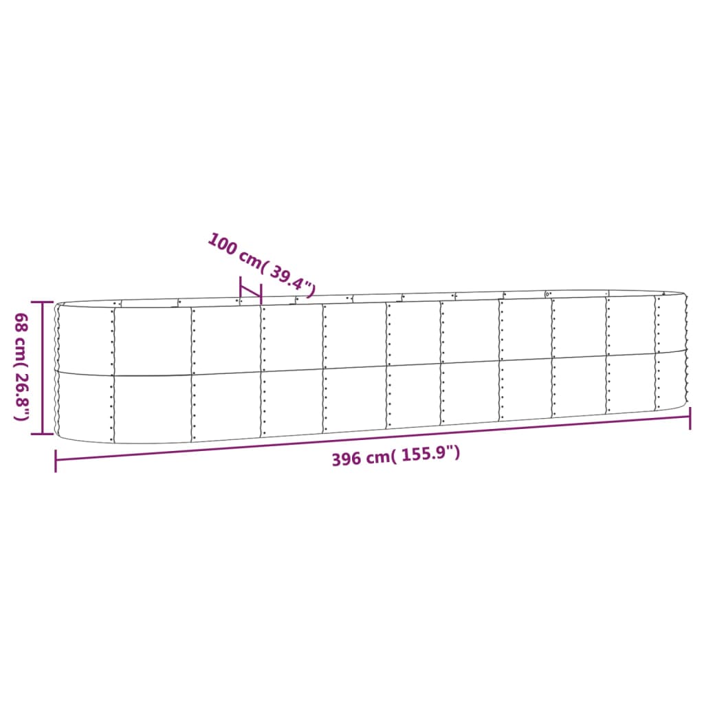 Plantenbak 396X100X68 Cm Gepoedercoat Staal Groen