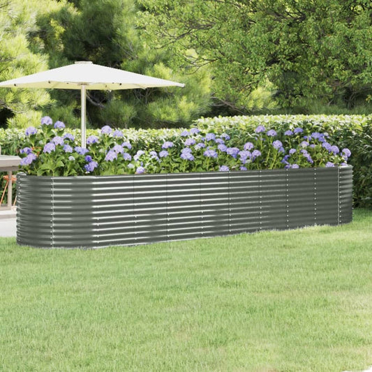 Plantenbak 396X100X68 Cm Gepoedercoat Staal Grijs