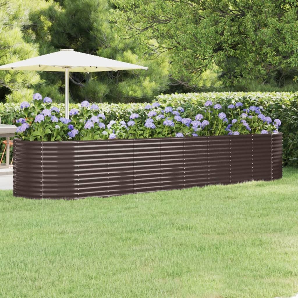 Plantenbak 396X100X68 Cm Gepoedercoat Staal Bruin