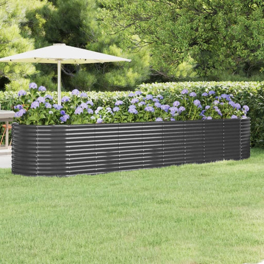 Plantenbak 396X100X68 Cm Gepoedercoat Staal Antracietkleurig