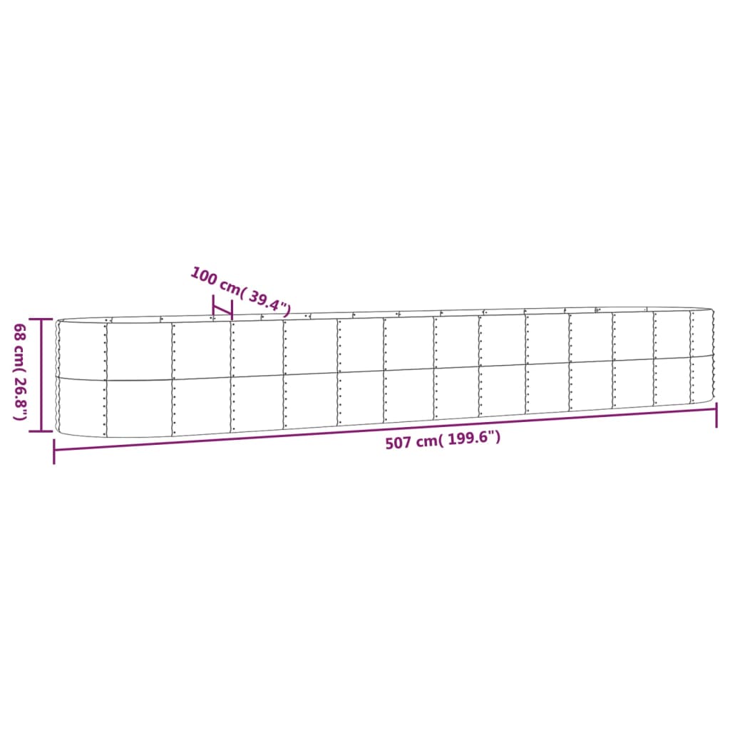 Plantenbak 507X100X68 Cm Gepoedercoat Staal Antracietkleurig