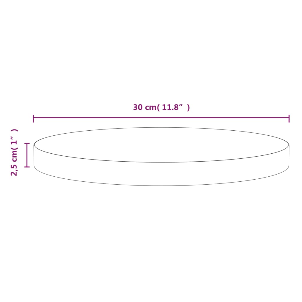 Tafelblad Ø30X2,5 Cm Massief Grenenhout Wit
