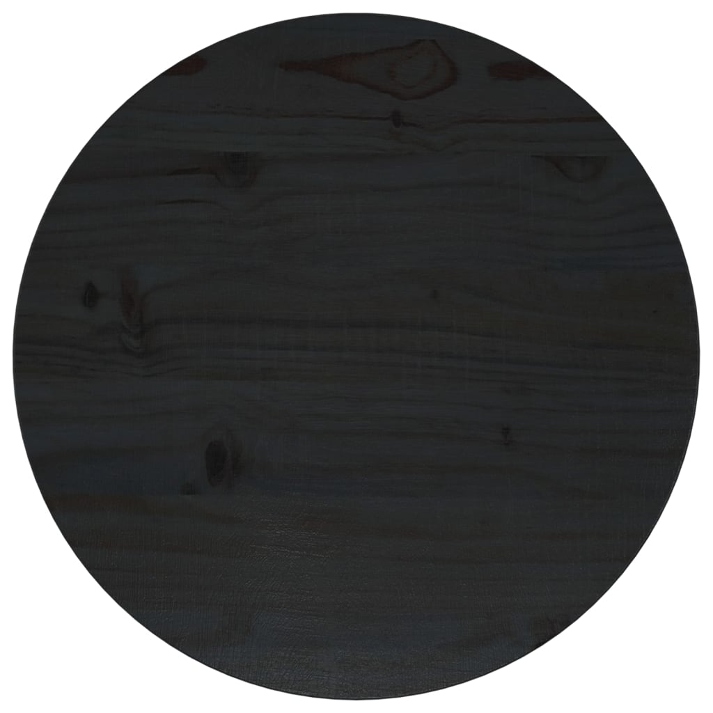 Tafelblad Ø40X2,5 Cm Massief Grenenhout Zwart