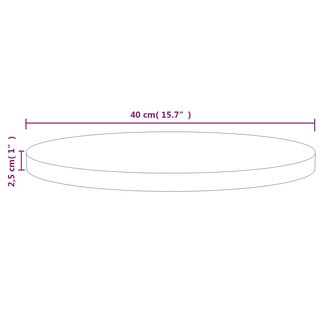 Tafelblad Ø40X2,5 Cm Massief Grenenhout Zwart