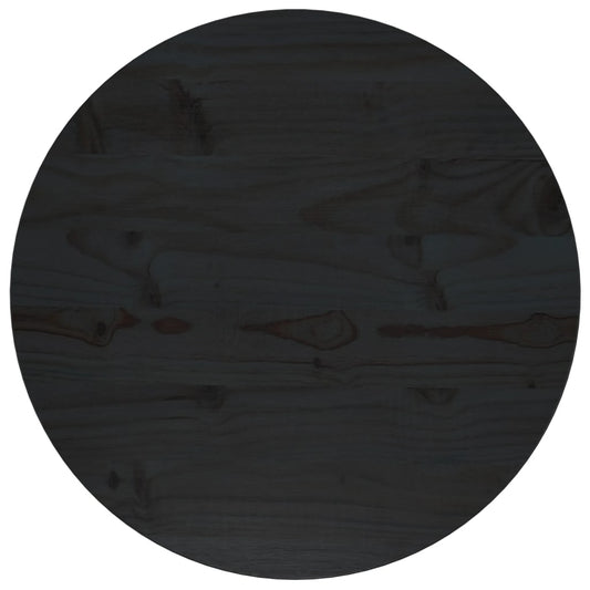 Tafelblad Ø50X2,5 Cm Massief Grenenhout Zwart