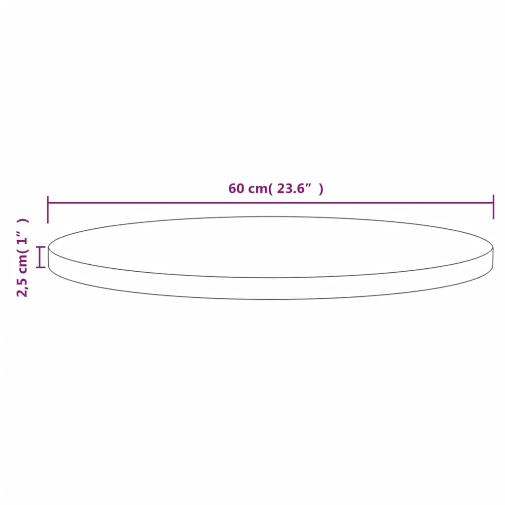 Tafelblad Ø60X2,5 Cm Massief Grenenhout Zwart