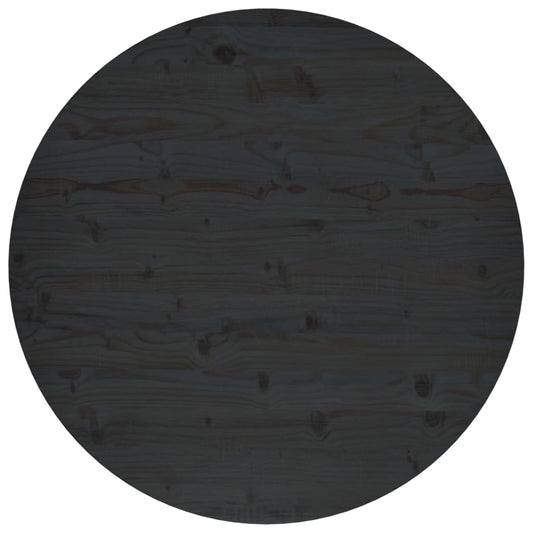 Tafelblad Ø90X2,5 Cm Massief Grenenhout Zwart