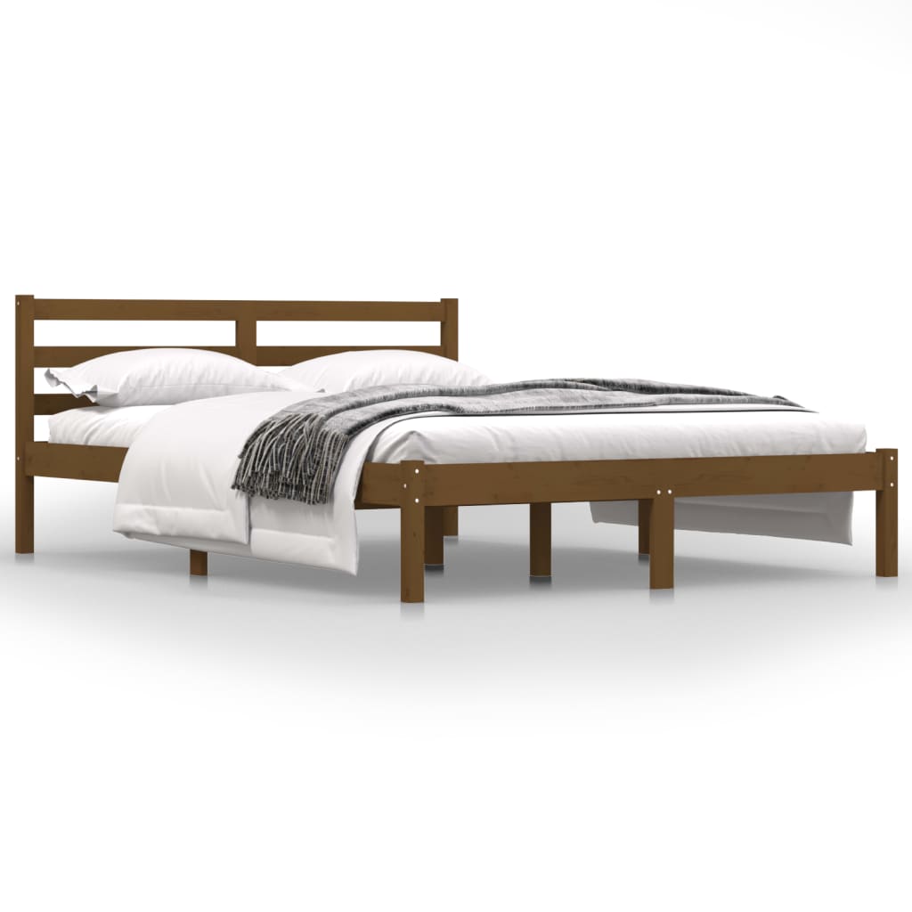 Bedframe Grenenhout Honingbruin 135X190 Cm 4Ft6 Double