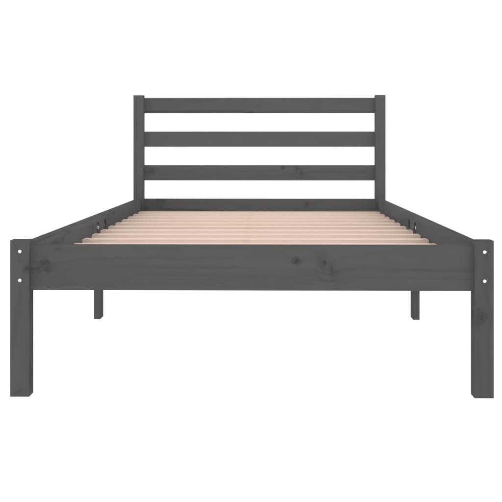 Bedframe Massief Grenenhout Grijs 90X200 Cm